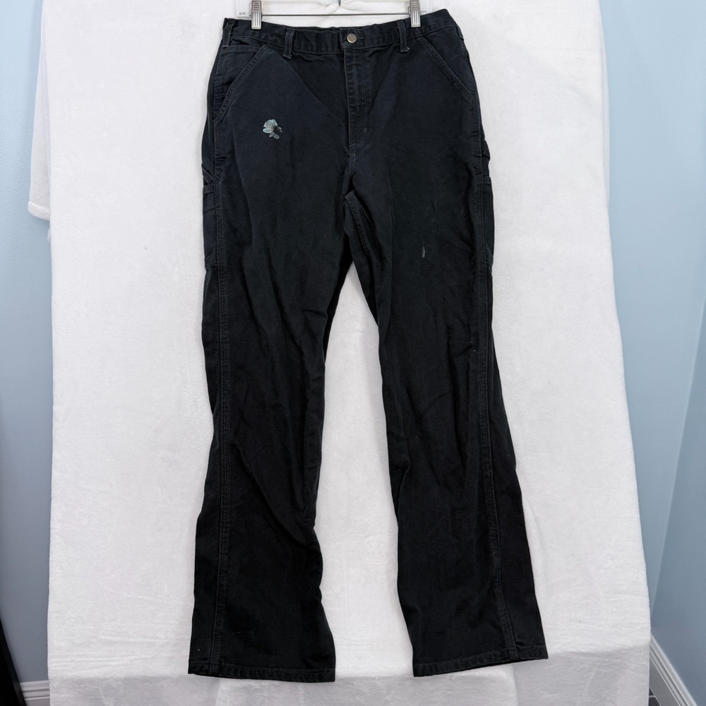 Carhartt Carpenter Pants Mens 36x34 Black Original Dungaree Fit Workwear B11 BLK